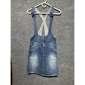 Diesel Vintage Y2K Blue Denim Suspenders Skirt Overall Dress Womens sz Small